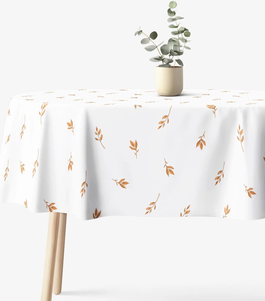 Goldea oválny obrus 100% bavlnené plátno - hnedé jesenné lístky 120 x 160 cm