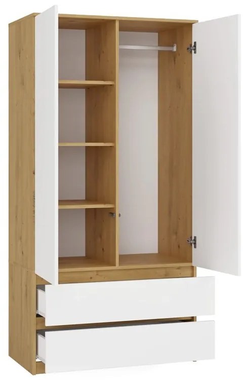 Šatníková skriňa MALWA I 90 cm dub artisan/biela