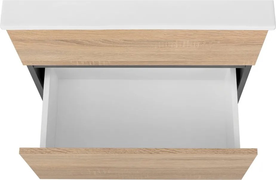 Závesná skrinka bez umývadla v dekore duba v prírodnej farbe 60x52 cm Wisla – Støraa