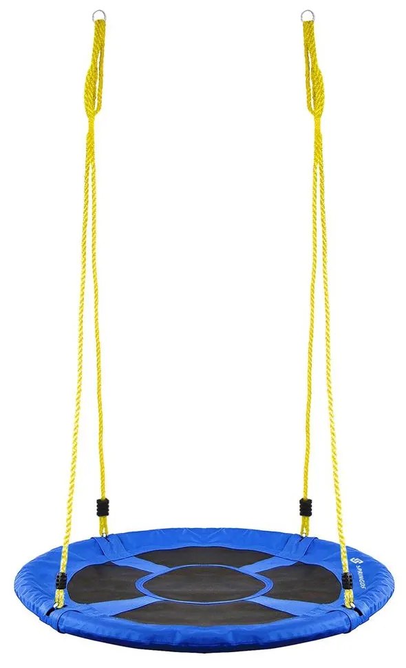 Hojdací kruh bocianie hniezdo - 110 cm - čierno-modré + žlte laná
