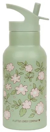 Nerezová fľaša na pitie kvety zelená