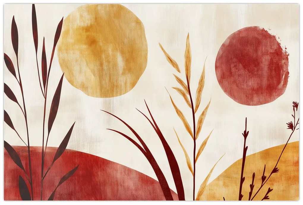 Obraz - Rastliny a kruhy (90x60 cm)