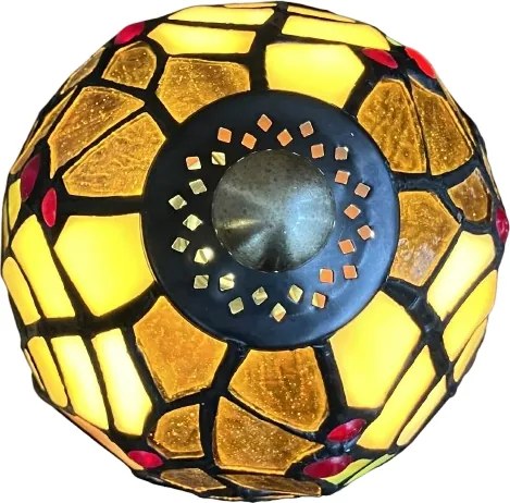 Stolná lampa Tiffany vitáž FLORA_WOOD BASE 33*12 E14
