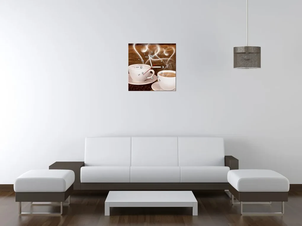 Gario Obraz s hodinami Romantika pri káve Rozmery: 100 x 40 cm