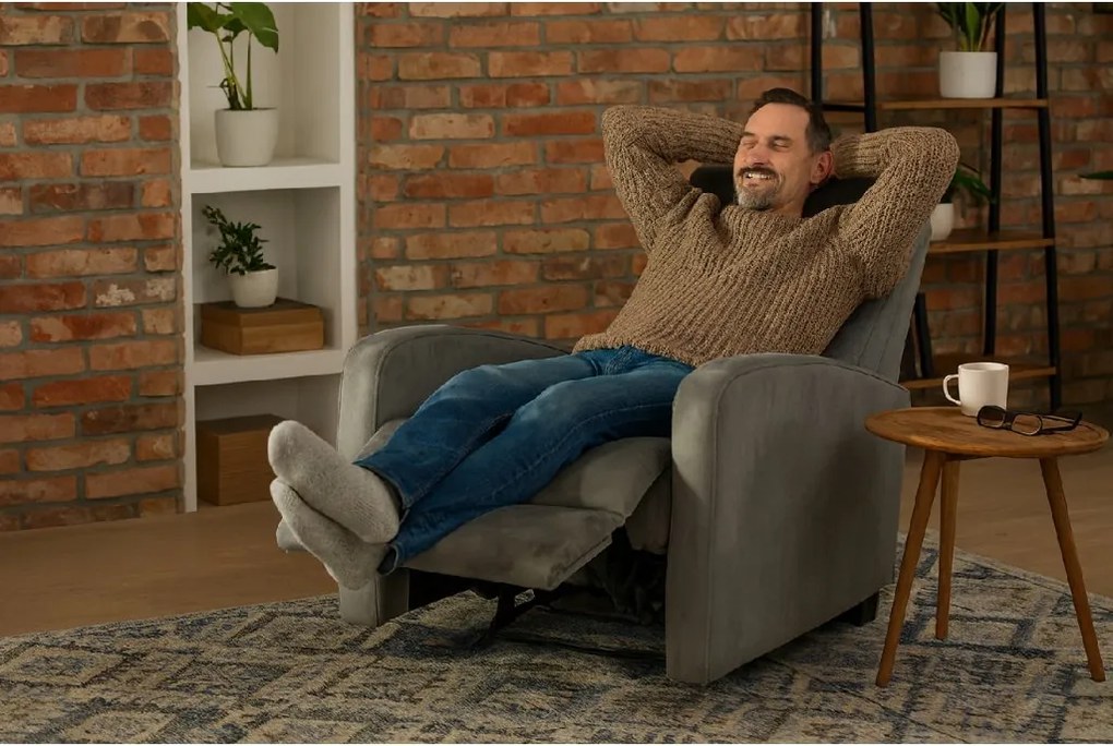 Relaxačné kreslo René rozkladacie šedé