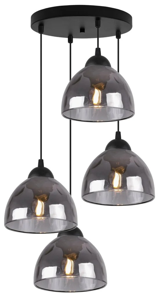 Závesné svietidlo Venice, 4x grafitové sklenené tienidlo, O