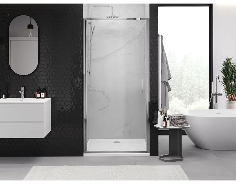 Mexen Exo, 1-krídlové dvere do otvoru 80x200 cm, 6mm číre sklo, chrómový profil, 817-080-000-01-00