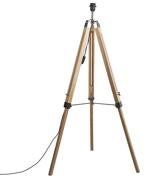 Rustikálna stojaca lampa drevo bez tienidla - Tripod