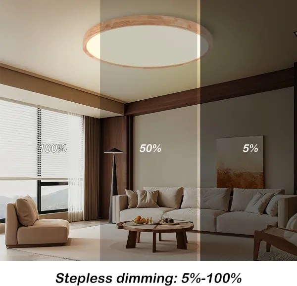 Brilagi - LED stmievateľné svietidlo WOODROUND LED/70W/230V 3000-6000K priemer 80 cm + diaľkové ovládanie