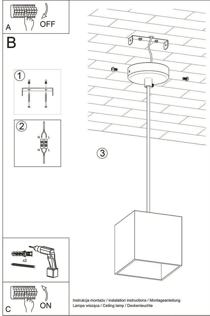 Závesné svietidlo QUAD 1 biele