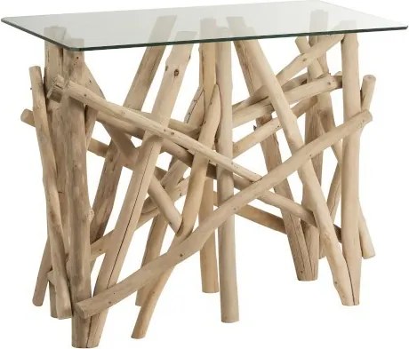 Konzolový drevený stôl so sklenenou doskou Branch - 96 * 47 * 77cm