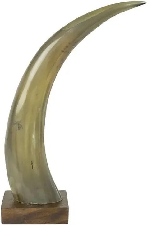 Dekoratívny roh Bizon na drevenom podstavci - 35cm