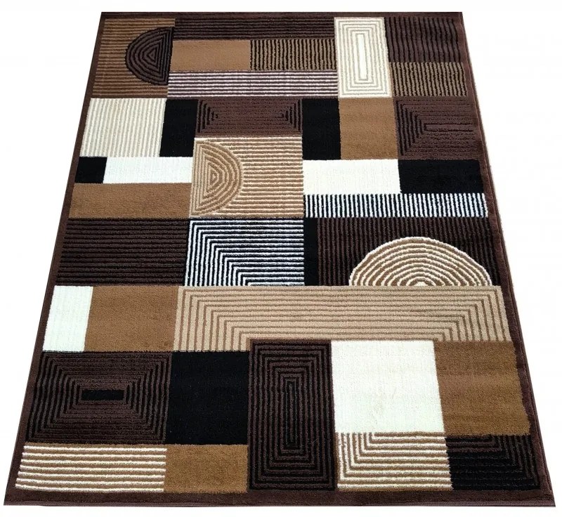 Koberec Alfa s geometrickým vzorom - hnedý Šírka: 40 cm | Dĺžka: 60 cm
