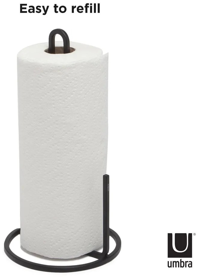 Čierny oceľový držiak na kuchynské utierky ø 17 cm Squire – Umbra