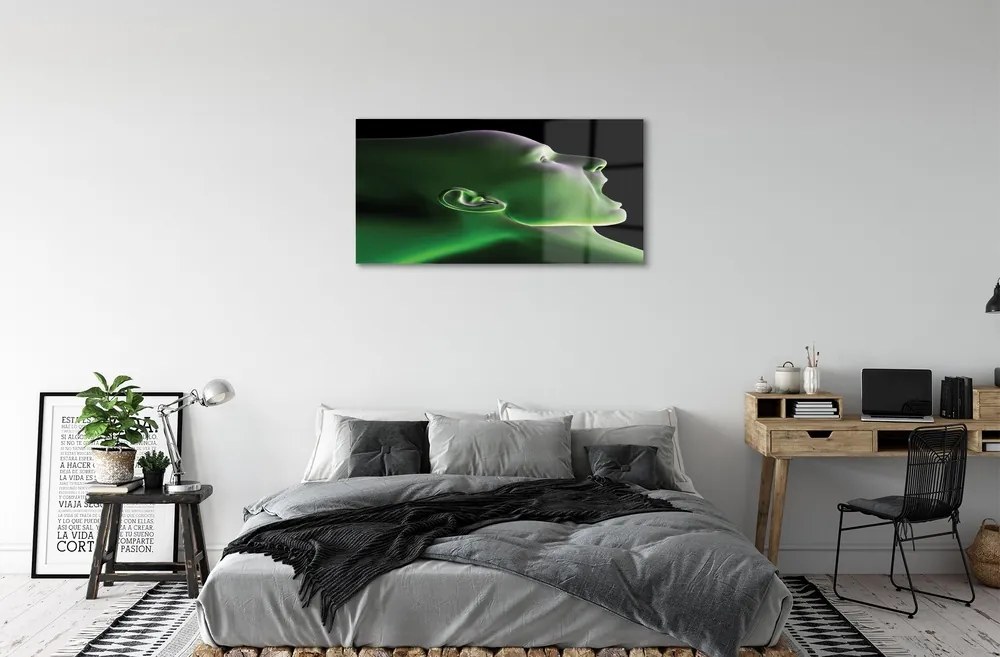 Sklenený obraz V čele muž zelenú 100x50 cm