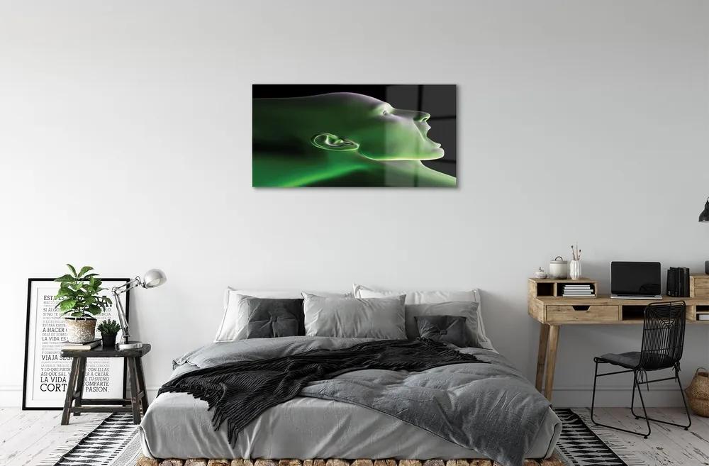 Sklenený obraz V čele muž zelenú 125x50 cm