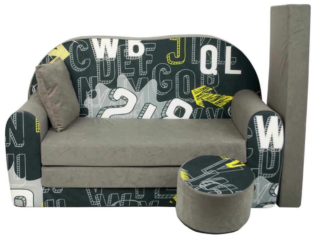 Detská pohovka GRAFFITI - šedá