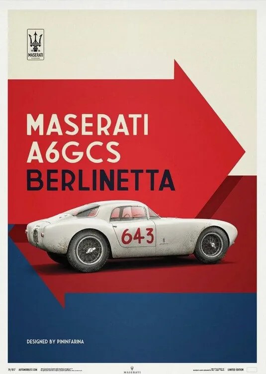 Umelecká tlač Maserati A6GCS Berlinetta 1954 - White, Automobilist