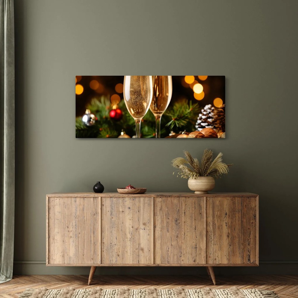 Obraz - Poháre šampanského (120x50 cm)