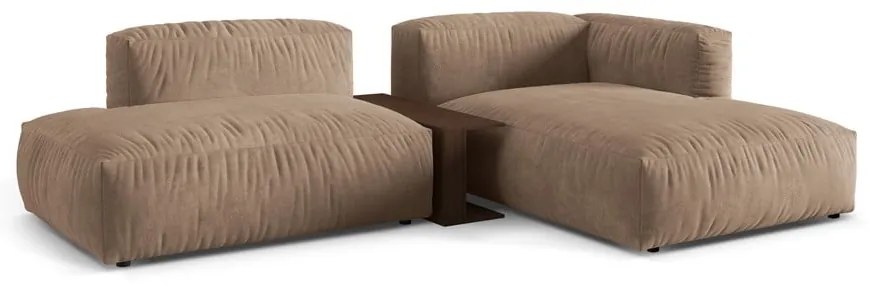 Svetlohnedá zamatová modulárna rohová pohovka (pravý roh/s leňoškou) Martina – Micadoni