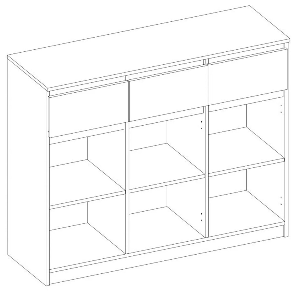 Komoda 3D3S 120 cm biela