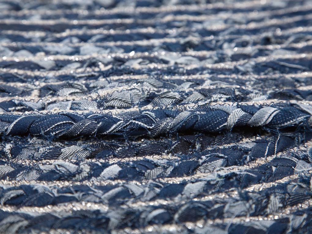 Okrúhly denimový koberec ⌀ 140 cm tmavomodrý BULUCA Beliani