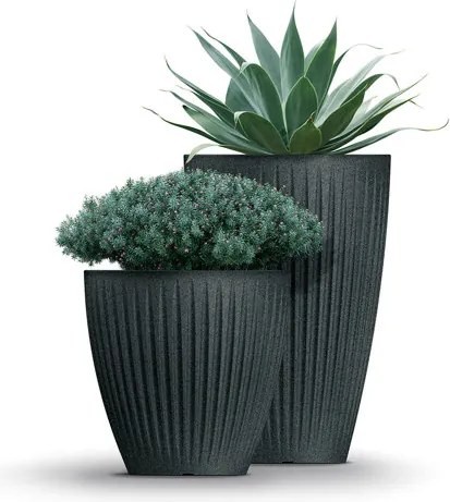 Vysoký kvetináč LATIE ROUND II 40 cm antracitový