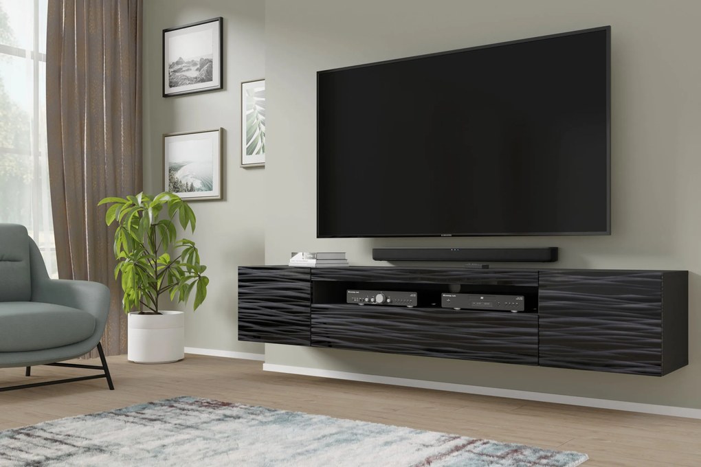 TV stolík/skrinka Aurora 200 (sahara čierna). Akcia -21%. Vlastná spoľahlivá doprava až k Vám domov. 1124866