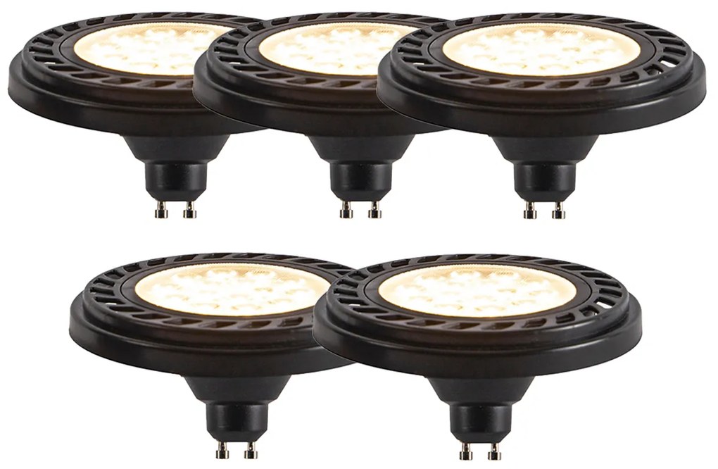 Sada 5 stmievateľných LED AR111 čiernych 8W 600lm 2700K s päticou GU10