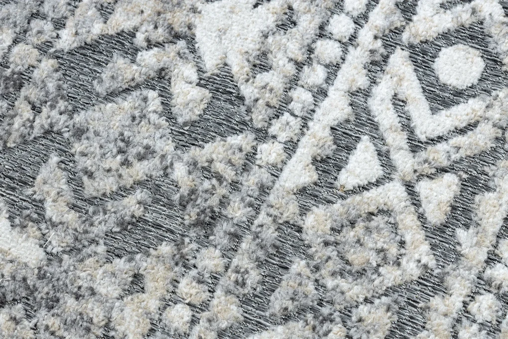 Koberec Štrukturálny SOLE D3732 Aztécky, diamanty sivo / béžový