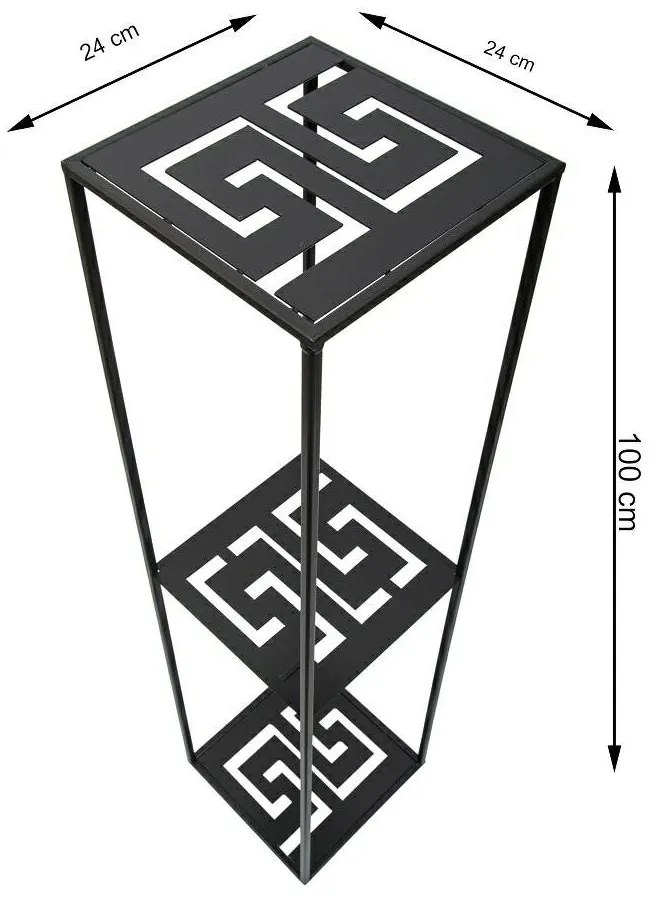 STOJAN NA KVETINÁČ DOUBLE FRAME 100X24X24 CM ČIERNA