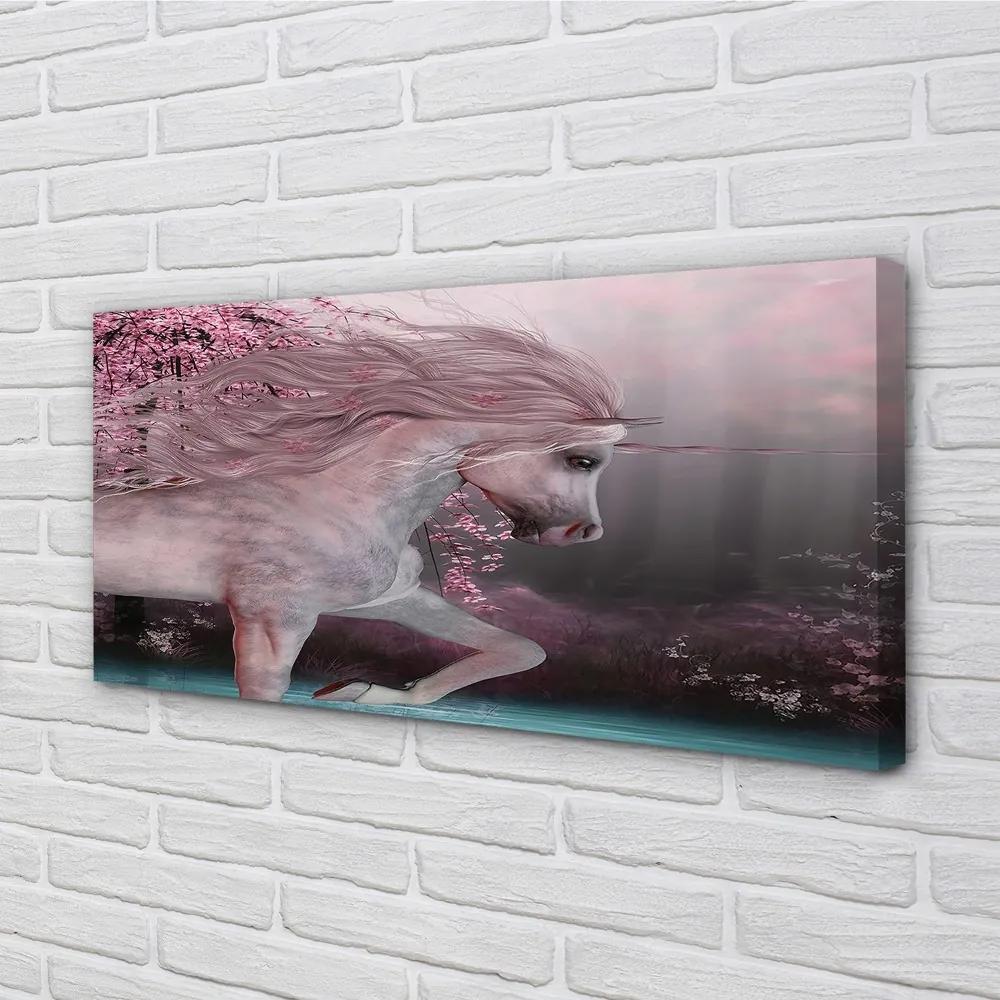 Obraz canvas Unicorn stromy jazero 125x50 cm