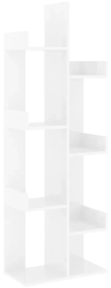 vidaXL Knižnica lesklá biela 48x25,5x140 cm drevotrieska
