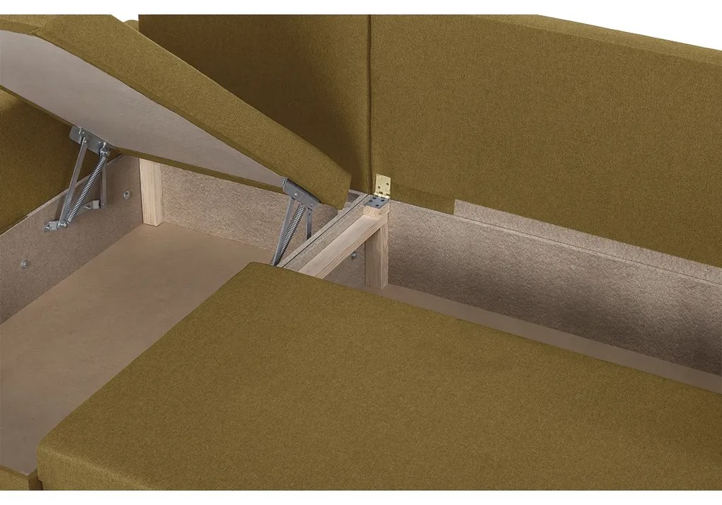 Rozkládací rohová sedací souprava DORIS Hořčicová