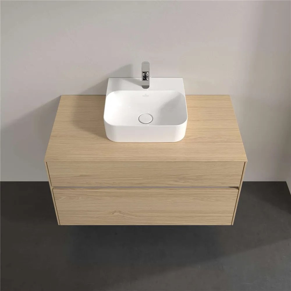 VILLEROY &amp; BOCH Collaro závesná skrinka pod umývadlo na dosku (umývadlo v strede), 2 zásuvky, s LED osvetlením, 1000 x 500 x 548 mm, Nordic Oak, C094B0VJ