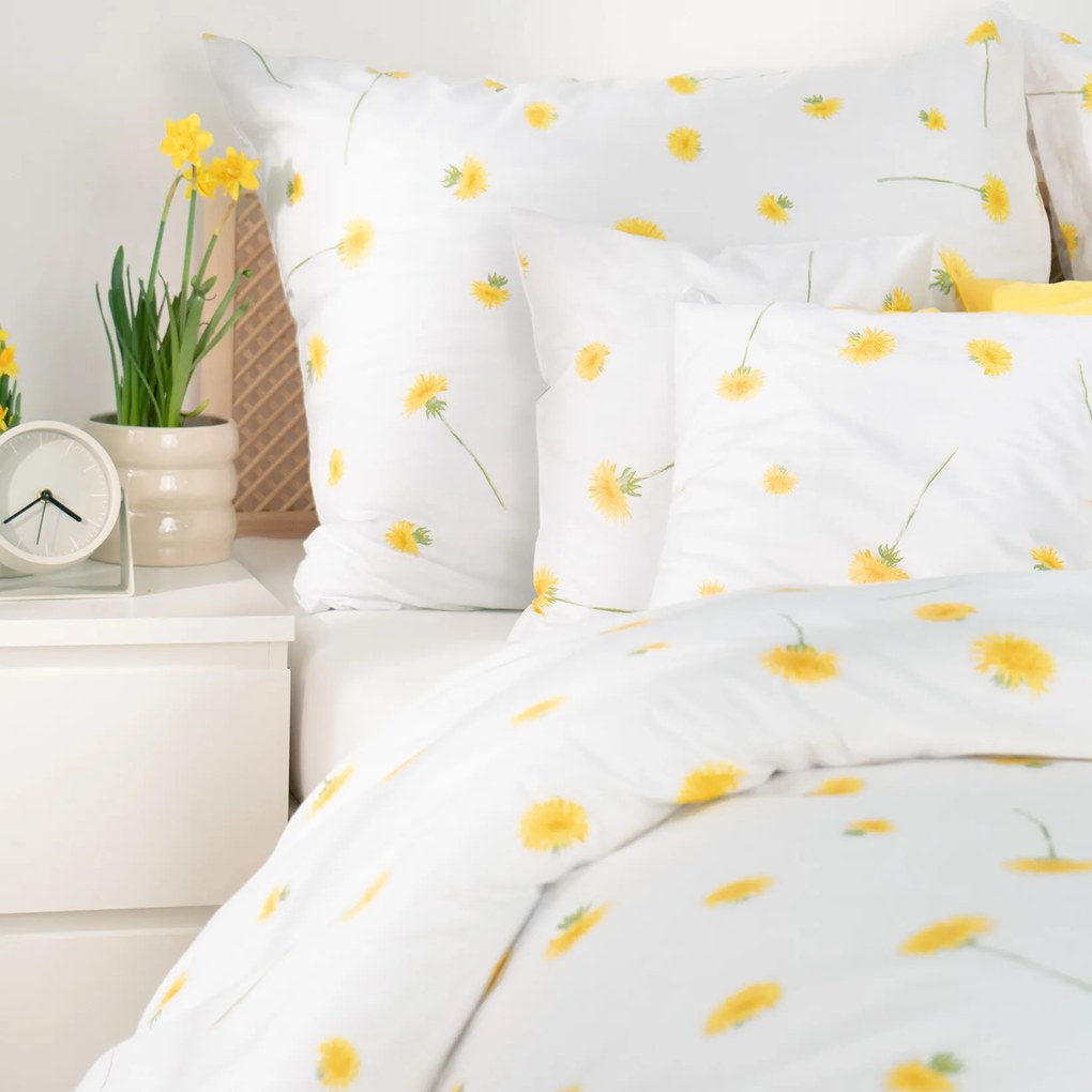 Goldea bavlnené posteľné obliečky - púpavy 140 x 200 a 70 x 90 cm