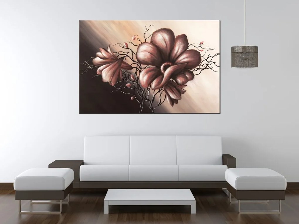Gario Ručne maľovaný obraz Jemné Dálie Rozmery: 120 x 80 cm