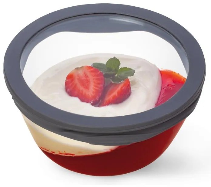 SIMAX MISKA PURE SO SKLENENÝM VEKOM 0,5 L SIVÁ