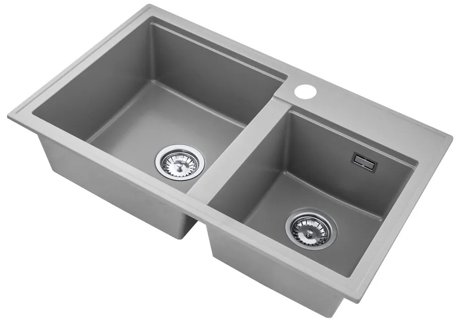 Gamma Modern 8020, 2-komorový granitový drez 795x495x210 mm, šedá, GMA-KAT00048