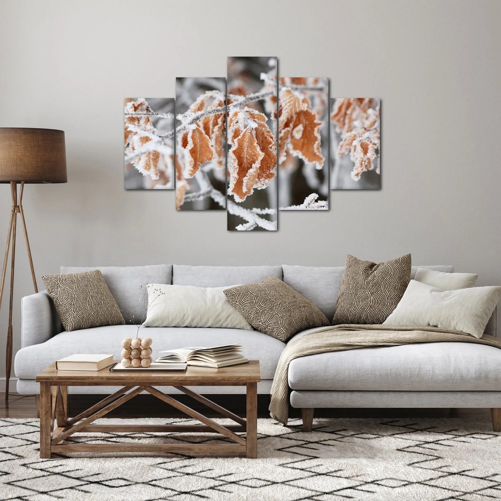 Obraz - Zamrznuté listy (150x105 cm)