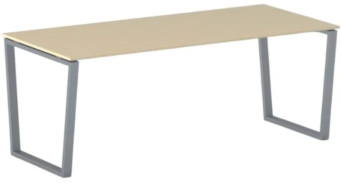 Kancelársky stôl PRIMO IMPRESS, 200x90 cm, sivostrieborná podnož, breza