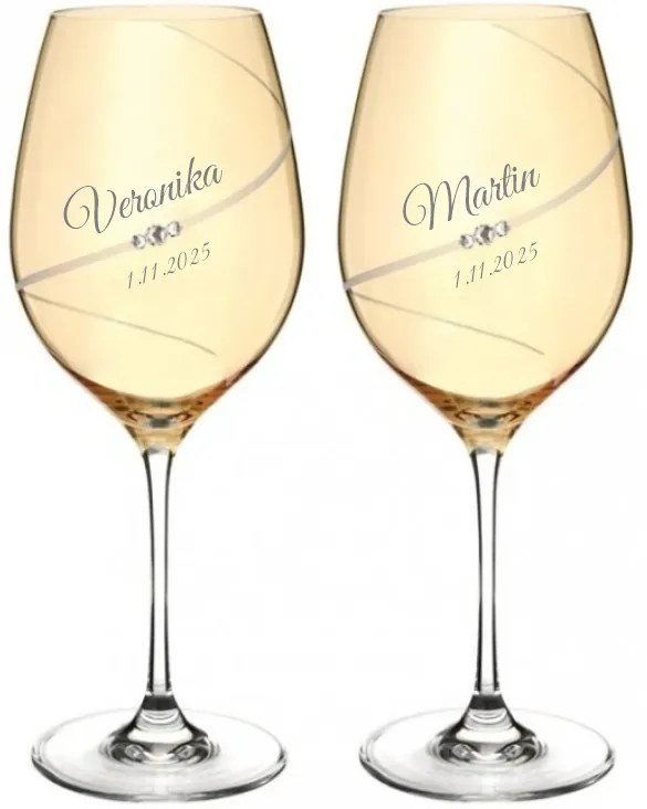 Dekorant Svadobné poháre na červené víno Silhouette City Amber s kryštálmi Swarovski 470 ml 2KS