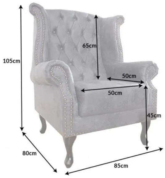 Chesterfield Antik kreslo sivé