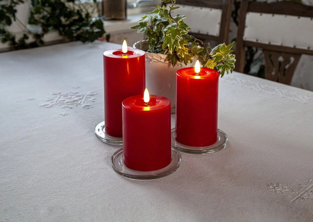 STAR TRADING LED sviečka Flamme Flow Pillar Red 17,5 cm