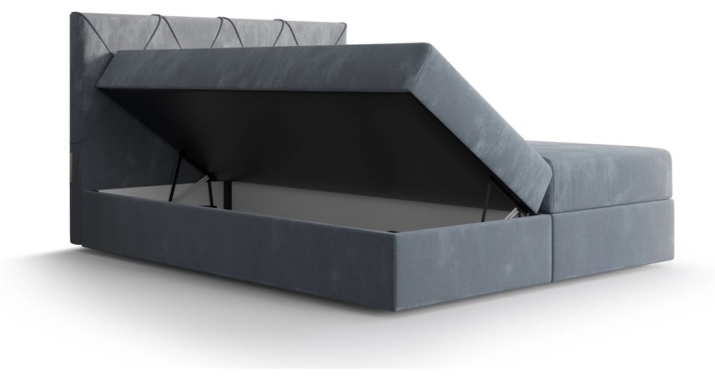 Manželská posteľ Boxspring 140 cm Athena (sivomodrá) (s matracom a úložným priestorom). Akcia -20%. Vlastná spoľahlivá doprava až k Vám domov. 1046356