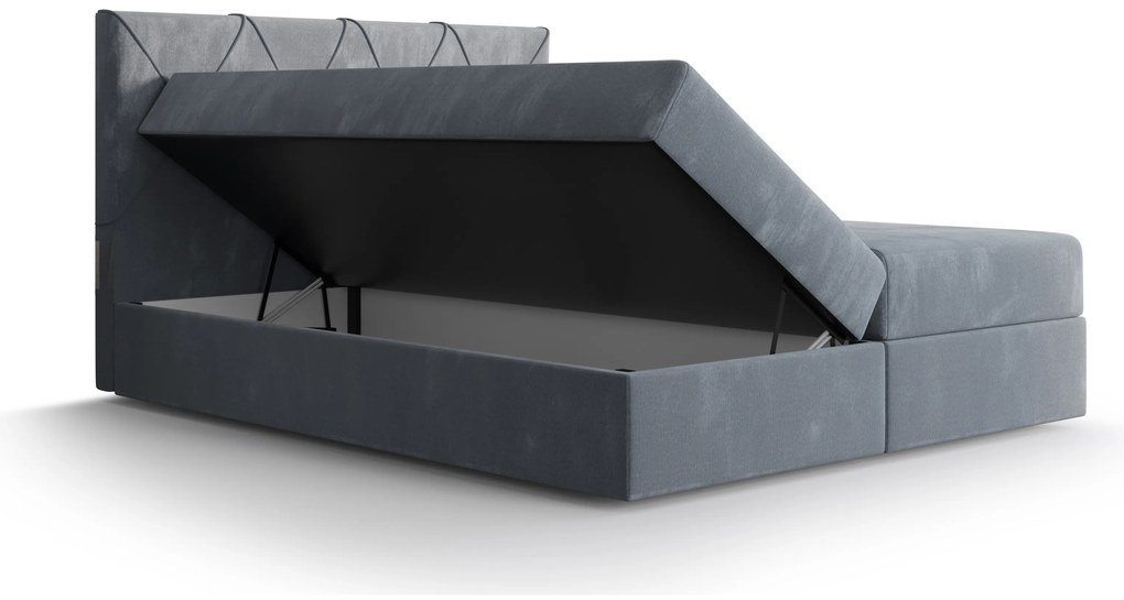 Manželská posteľ Boxspring 180 cm Athena (svetlomodrá) (s matracom a úložným priestorom). Akcia -20%. Vlastná spoľahlivá doprava až k Vám domov. 1046373