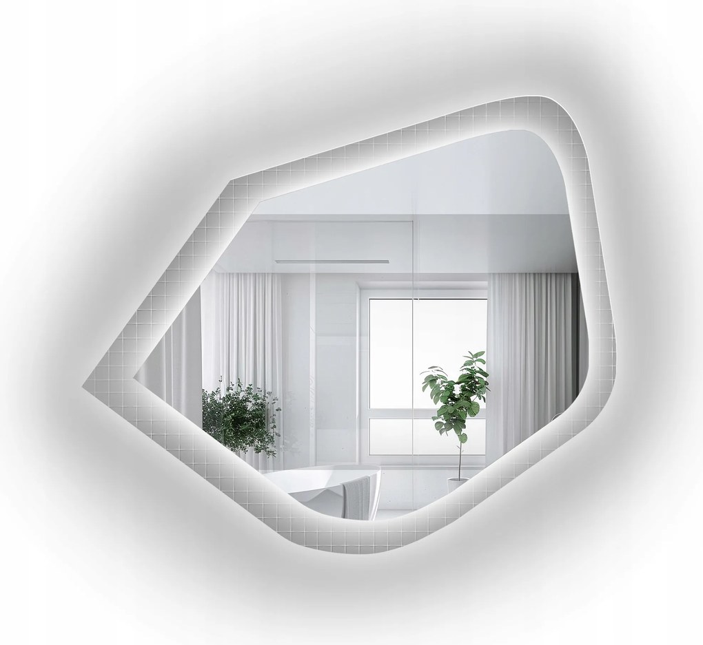 Nepravidelné zrkadlo na skle Luxora Pristal s Led podsvietením 160 x 167 cm