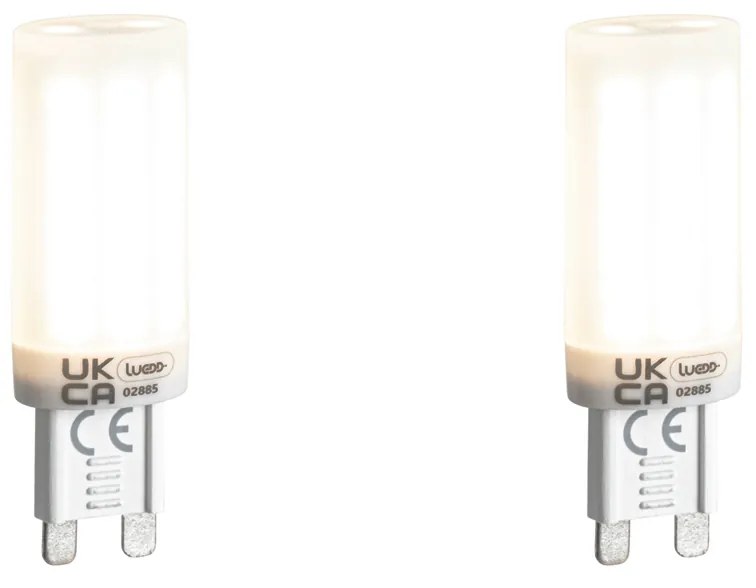 Sada 2ks stmievateľných LED žiaroviek G9 s 3-stupňovým stmievaním, opálové, 4,5W, 500lm, 4000K