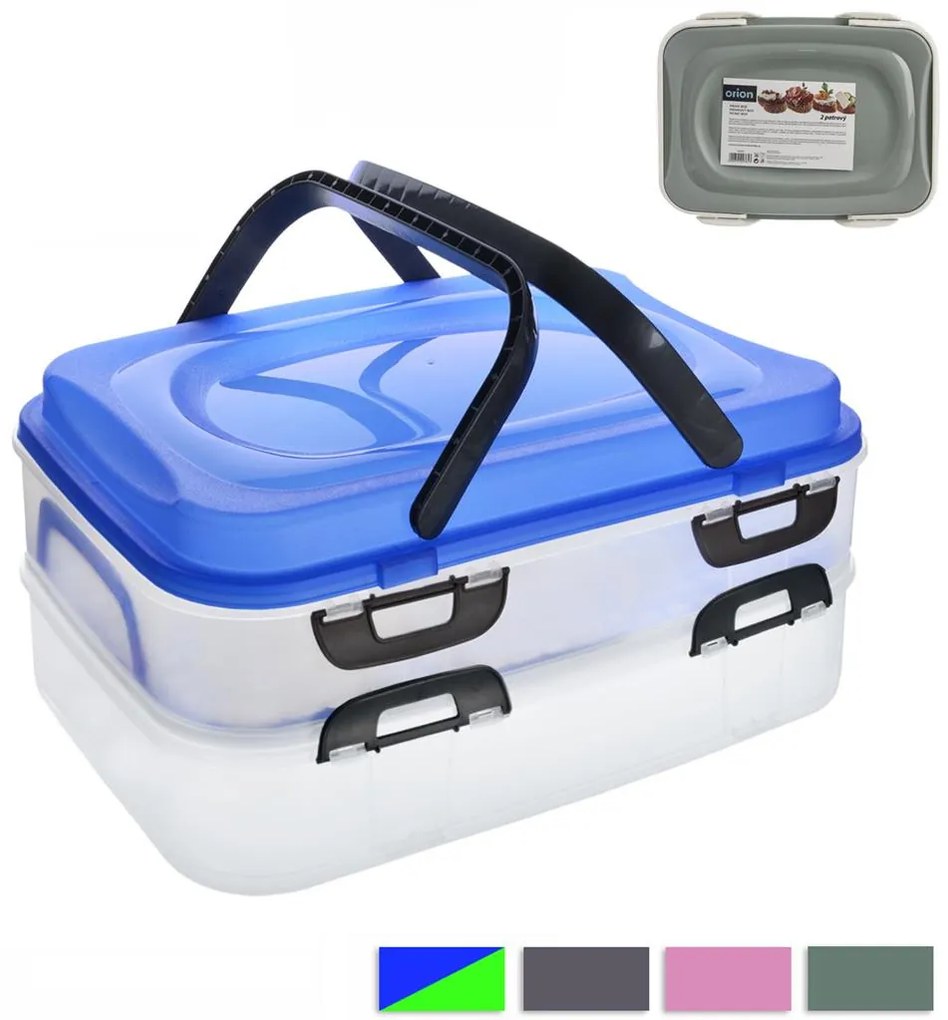 Orion Úložný box na koláče a zákusky, PIKNIK 2-poschodový, s uchami, mix farieb