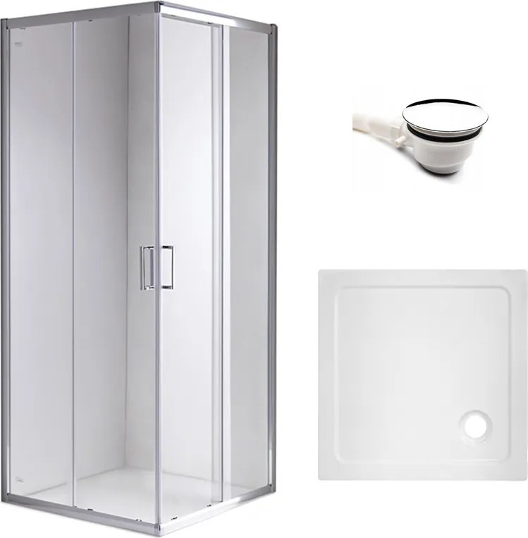 BPS-koupelny Štvorcový sprchový kút HYD-SK93A 80x80 chróm/transparent + vanička HYD-SSV-ST02A biela